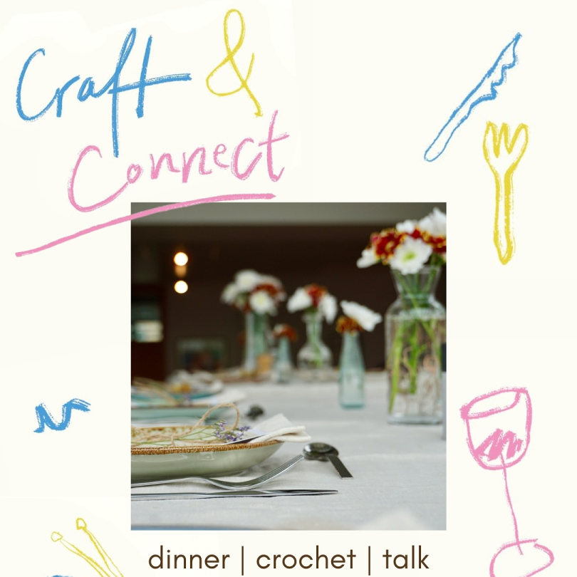 craft and connect eating, crocheting by project c.